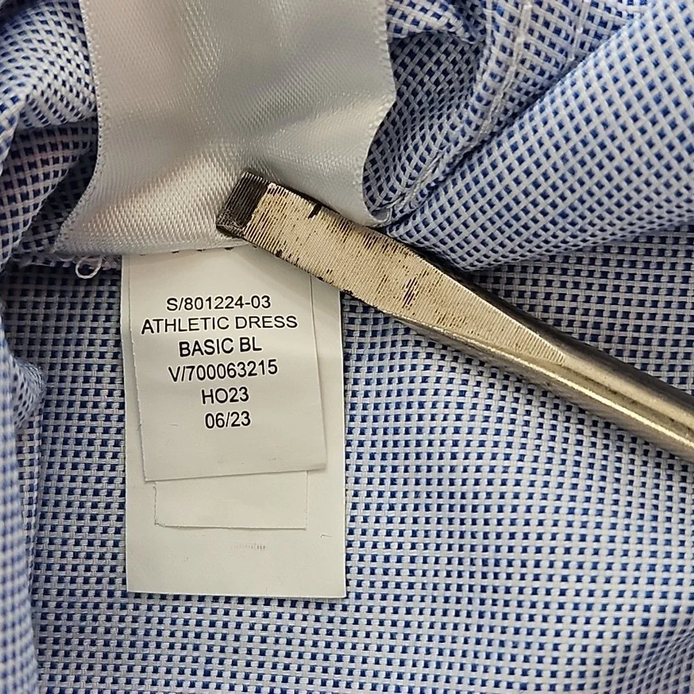 Banana Republic Mens XL Tall Blue Athletic Fit Wrinkle Resistant Plaid Shirt EUC